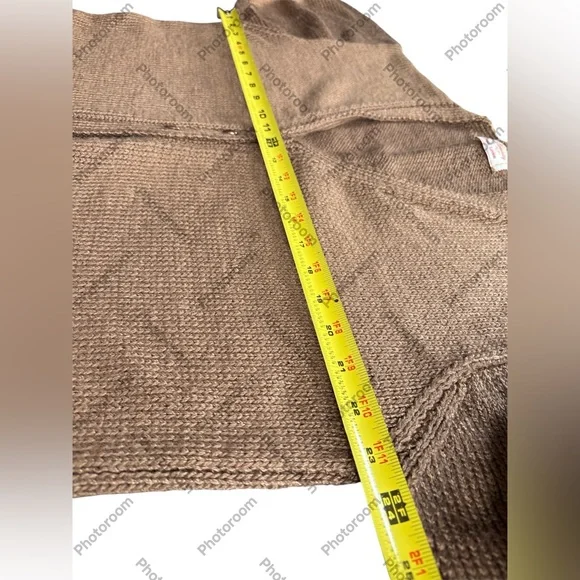 VINTAGE OOAK Handmade Warm Brown Knitted Duster Sweater ONE SIZE S - 3XL - Picture 9 of 9